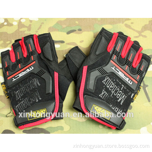 custom red antislip abrasion proof cycling half finger gloves
